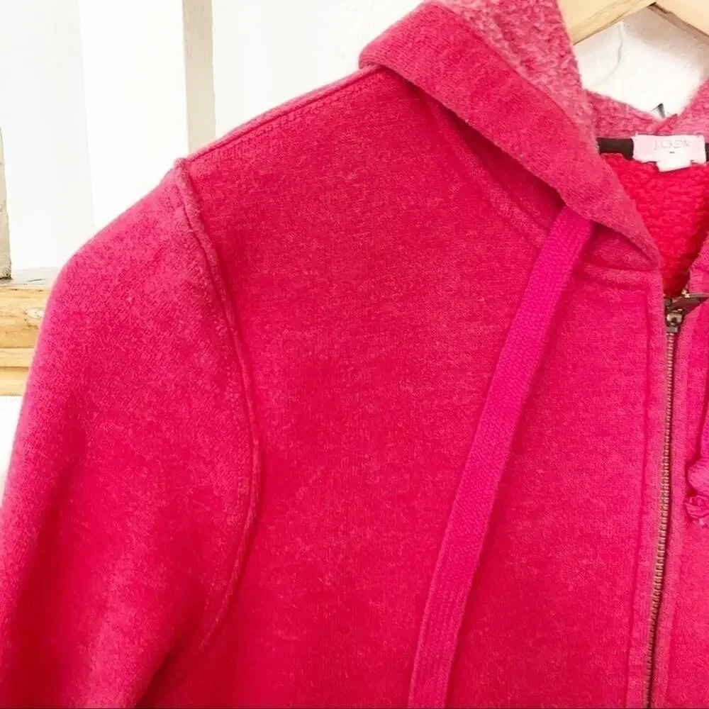 J.Crew coral color fleece inside hooded zip up S